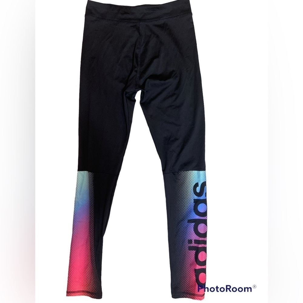 Adidas Linear Fade Leggings Climalite Screened Logo Bottom Right Girls M (10-12)